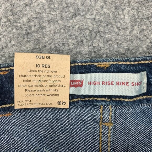 Levis Bike Jean Short Girls 10R Blue Denim Cut Off High Rise Fringe Hem Skinny - Picture 4 of 12
